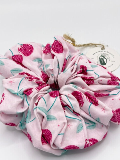 Cute Cherry Disco Balls Scrunchie — XL Jumbo Handmade Scrunchie
