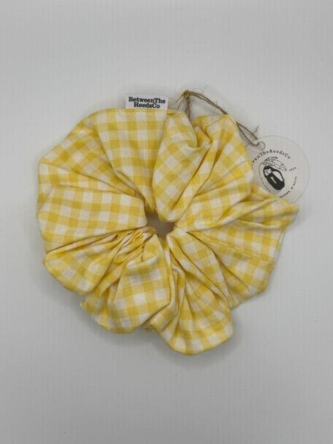 Yellow Gingham Scrunchie — XL Jumbo Handmade Scrunchie