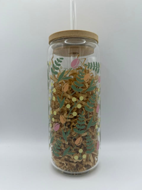 Colorful Tulips 20 oz. Glass Can