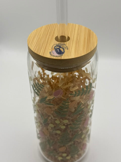 Colorful Tulips 20 oz. Glass Can