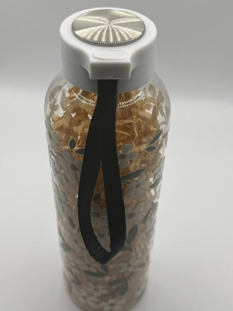 Blue and White Flowers 16 oz. Plastic Sports Bottle