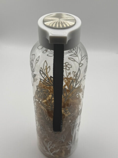 White Wildflower 16 oz. Plastic Sports Bottle