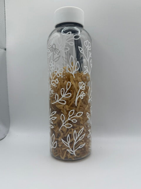 White Wildflower 16 oz. Plastic Sports Bottle